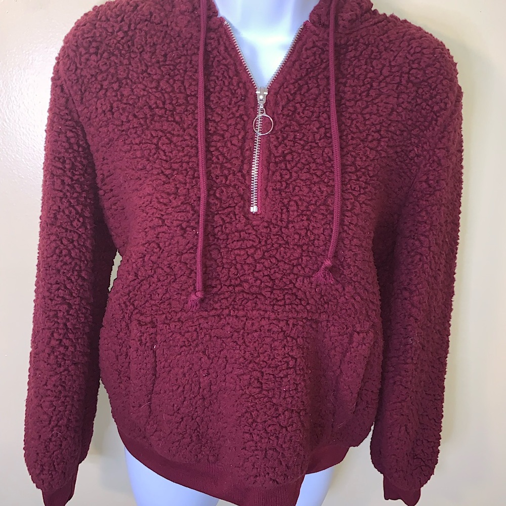 Maroon fuzzy jacket